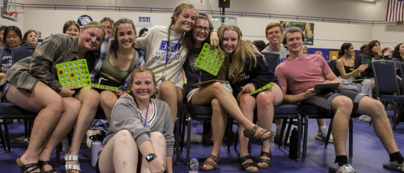 A group of undergrad students playing Bingo